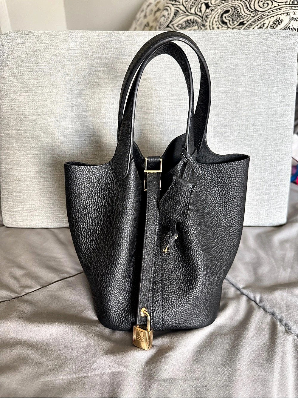 Picotin Lock 18 Black Tote Bag *inspired*
